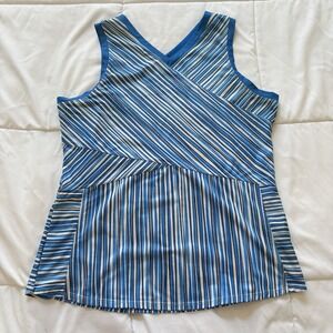Tail Tank Top Womans Size Large Blue White Striped Tennis Golf Preppy Outdoor